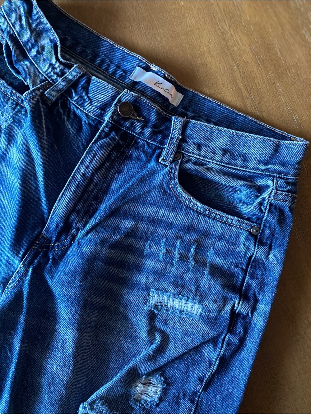 100% Cotton Vici Blue Straight Distressed Jeans